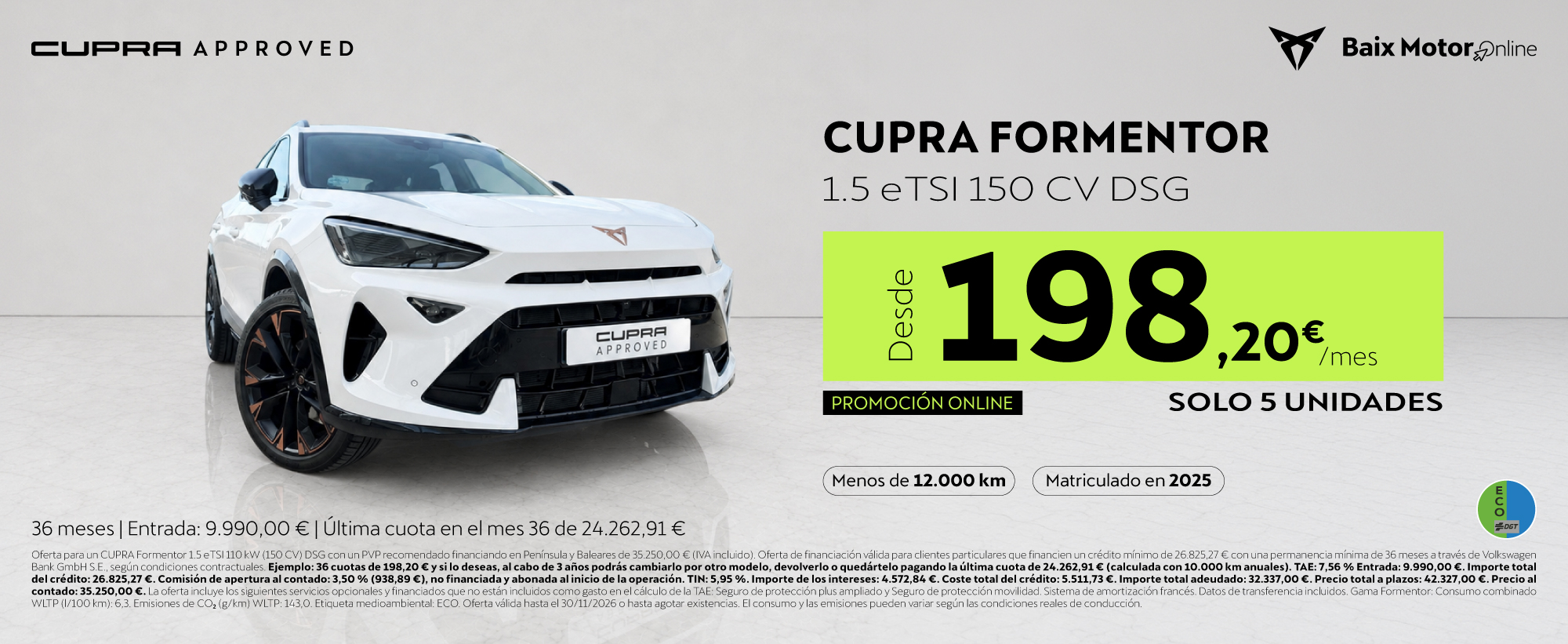 CUPRA Formentor HÍBRIDO desde 198,20 €/mes